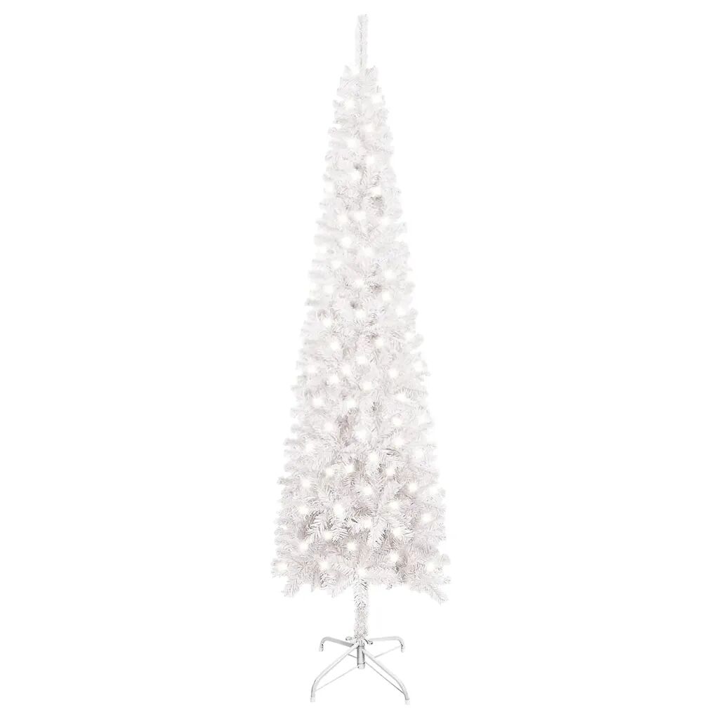vidaXL Slankt juletre med LED hvit 240 cm