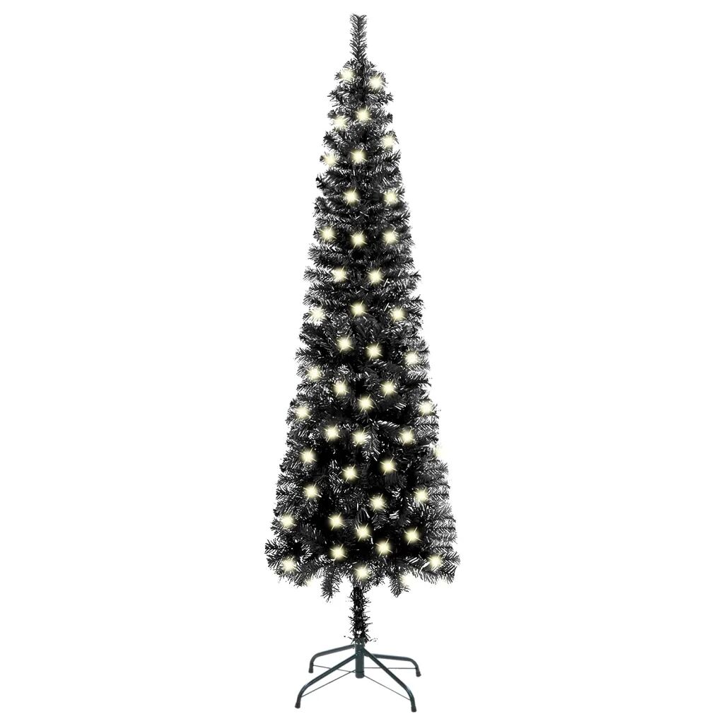 vidaXL Slankt juletre med LED svart 150 cm