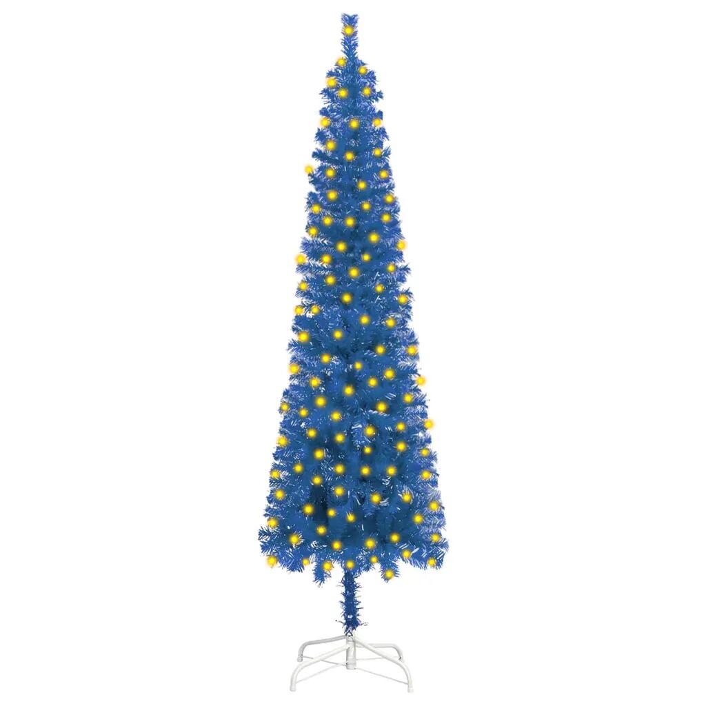 vidaXL Slankt juletre med LED blå 150 cm