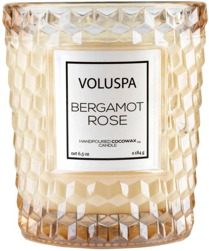 Voluspa Roses Bergamot Rose Boxed Textured Glass Candle (40h)