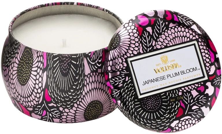 Voluspa Japanese Plum Bloom Decorative Tin Candle (25h)