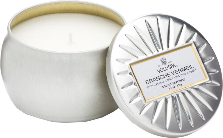 Voluspa Branche Vermeil Decorative Tin Candle 25h