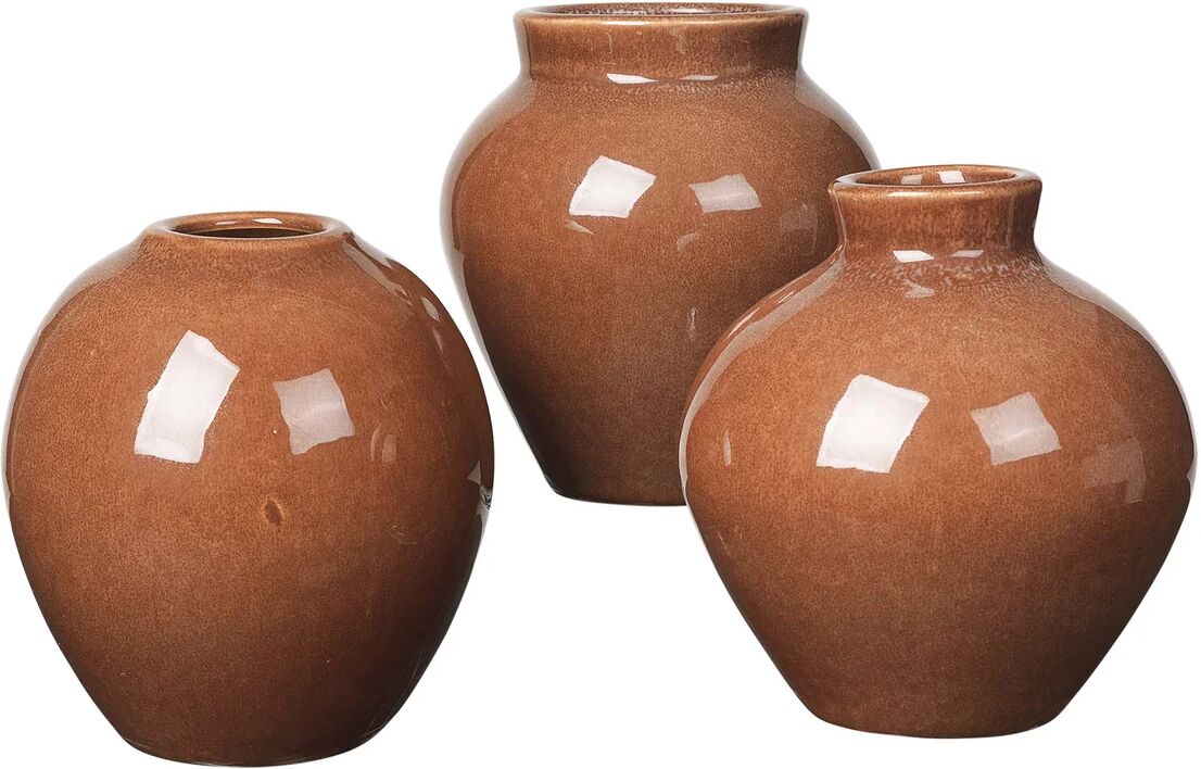 Broste Copenhagen Ingrid keramikvase 14,5 cm 3-stk. Caramel cafe