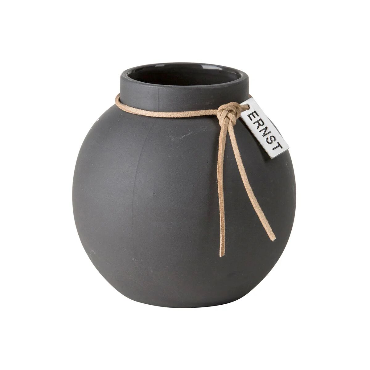 Ernst vase keramikk mørkegrå 10 cm