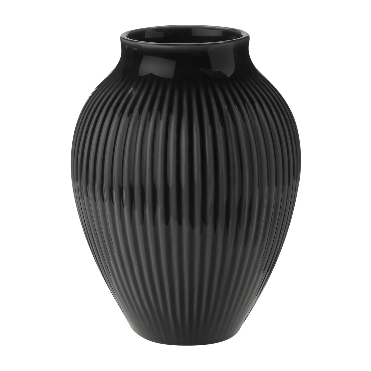 Knabstrup Keramik Knabstrup vase riller 12,5 cm Svart