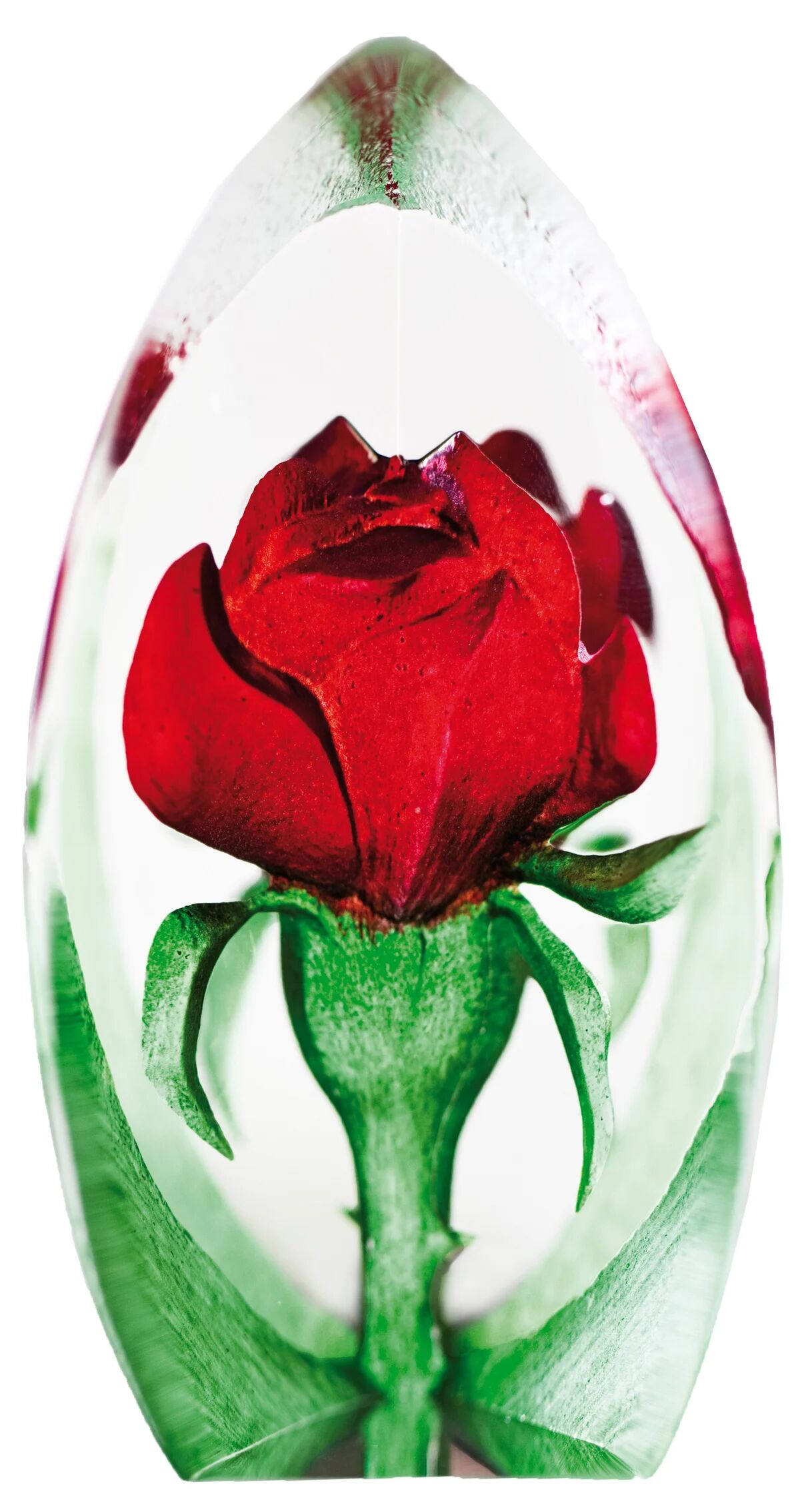 Målerås Glasbruk Rose glasskulptur rød