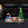 vidaXL Árvore insuflável Merry Christmas c/ decorações LED 240x188 cm