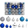 vidaXL Enfeites de Natal 100 pcs 3 / 4 / 6 cm azul e prateado