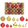 vidaXL Enfeites de Natal 100 pcs 3 / 4 / 6 cm dourado e vermelho-tinto