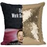 Fabulous Almofada com Capa de Lantejoulas Gold Glitter Work Hard Inspirational Quote Inglês Elon Musk Empresário Bilionário