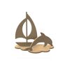 Gomille Decoração 3D em madeira MDF - Golfinho e barco