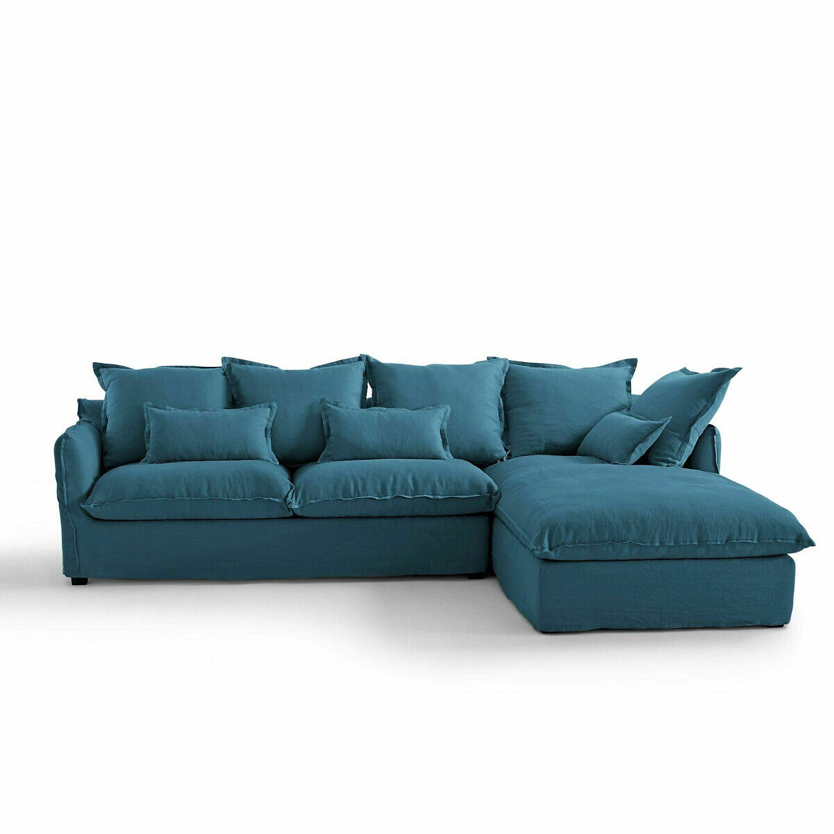 La Redoute Interieurs Capa de sofá de canto em linho, Odna   Azul-pavão