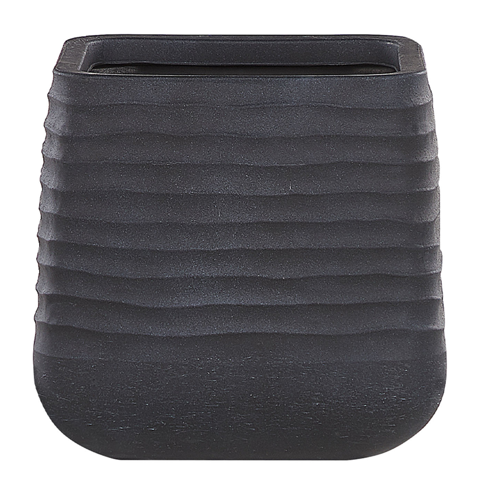 Beliani Vaso grande para exterior preto em mistura de pedra quadrado 38 x 38 x 37 cm resiste aos raios ultravioleta