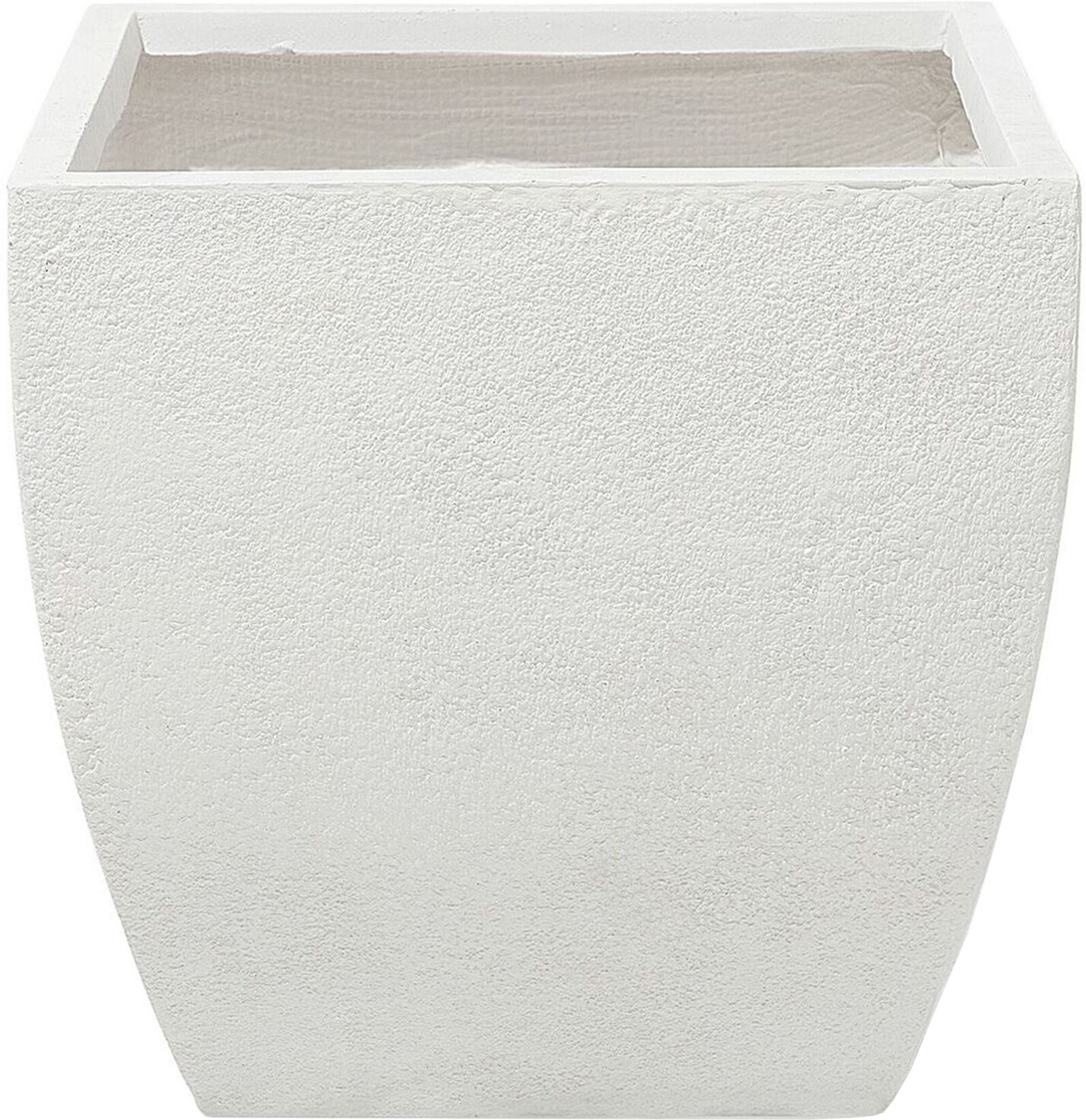 Beliani Vaso para plantas branco em fibra de argila 46 x 46 x 44 cm design moderno