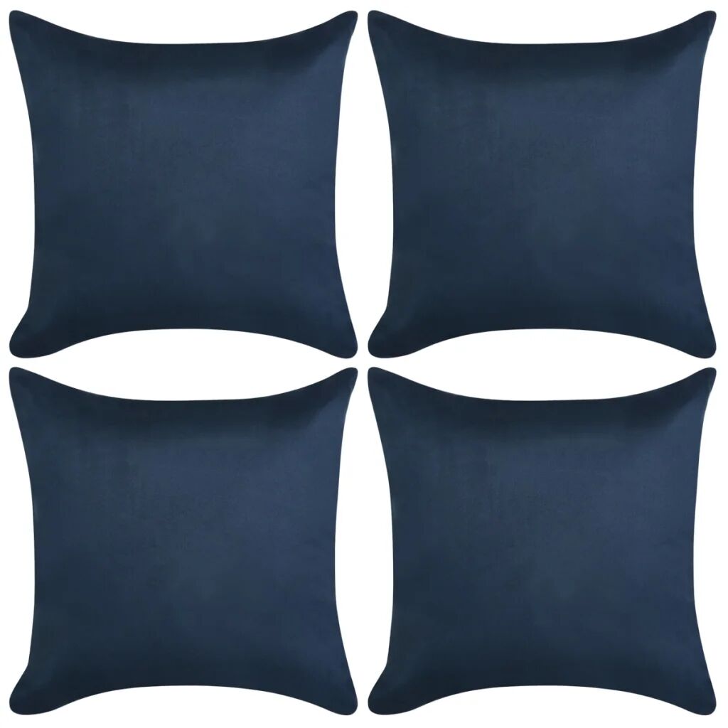 vidaXL Capa almofada de camurça sintética 4 pcs 40x40 cm azul marinho