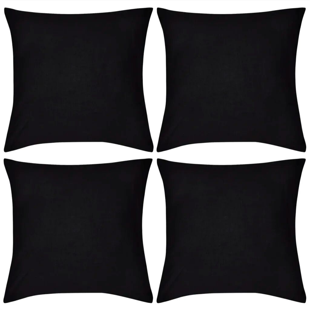 vidaXL Capas de almofada algodão 4 pcs 50 x 50 cm preto