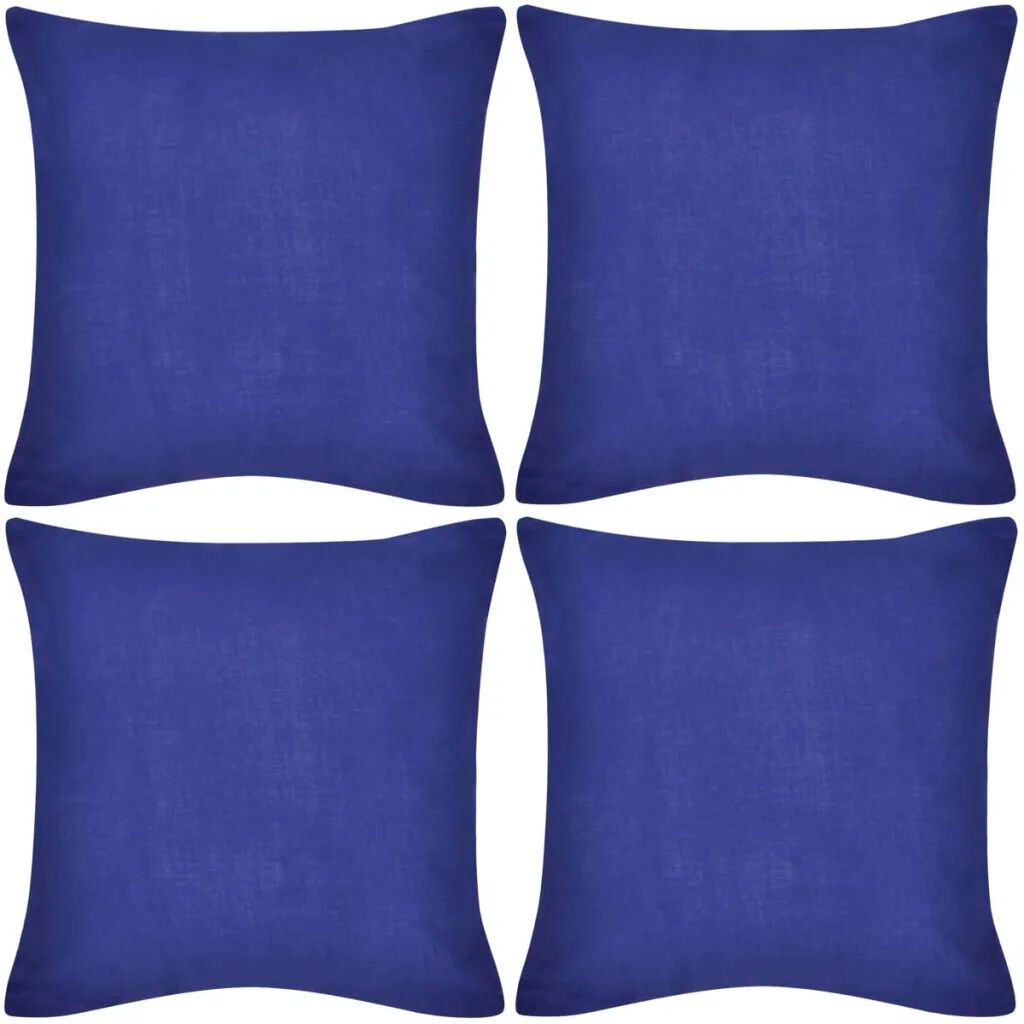 vidaXL Capas de almofada algodão 4 pcs 40 x 40 cm azul