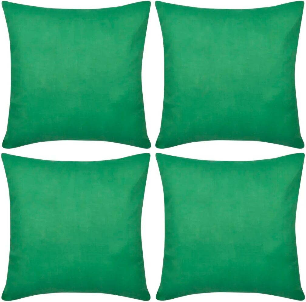 vidaXL Capas de almofada algodão 4 pcs 40 x 40 cm verde