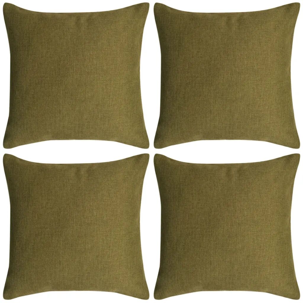 vidaXL Capa almofada 4 pcs, aspeto linho, verde 50x50 cm