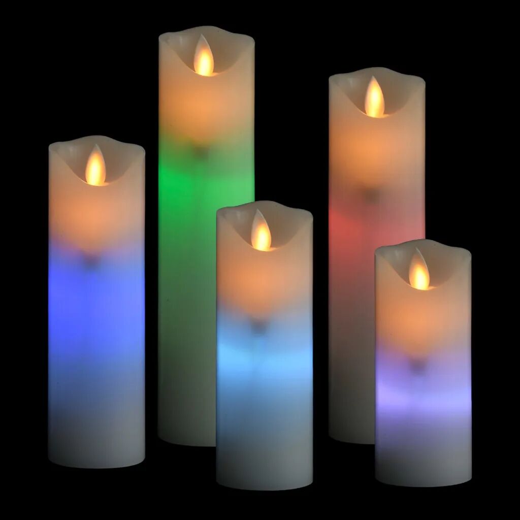 vidaXL 5 pcs conjunto de velas LED c/ controlo remoto colorido