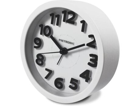 Metronic Relógio Despertador Clássico Branco
