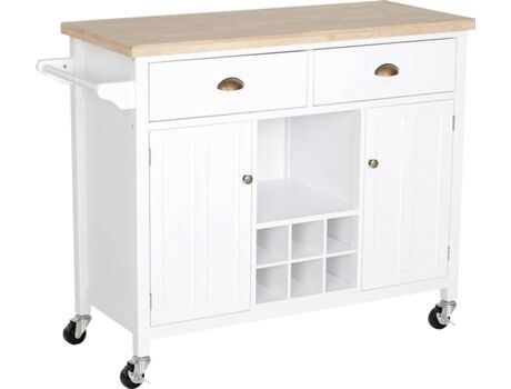 Homcom Carrinhos de Cozinha Branco (MDF - 113x45x89cm)