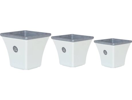 Beliani Conjunto 3 Vaso Elateia (Branco - Pó de Pedra - cm)