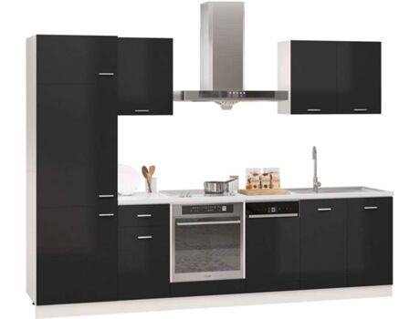 Vidaxl Conjunto de 7 Peças de Armário de Cozinha Preto 3067637 (Madeira - 80 x 46 x 81.5 cm)