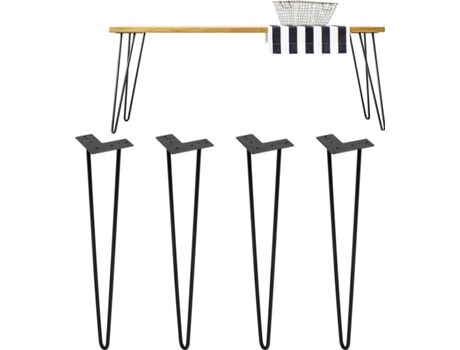 Ml-Design Conjunto de 4 Pernas de Mesa Feito de Metal (Preto - 71 cm)