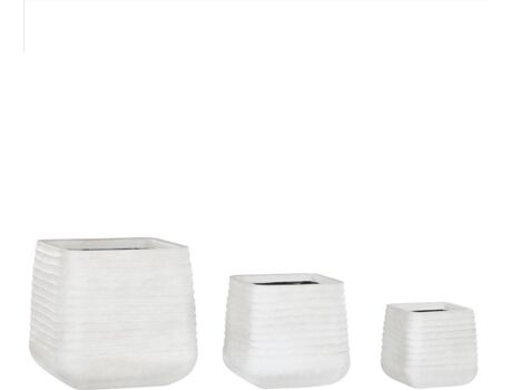 Beliani Conjunto 3 Vasos Parikia (Branco - Resina de Poliéster - 27 x 28 x 28 cm)