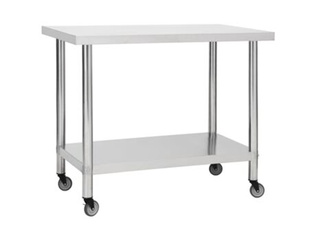 Vidaxl Carrinho de Cozinha com Rodas (Aço Inoxidável - 100x30x85cm)