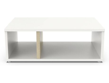 Lourini Mesa de Centro Chiado (Branco e Carvalho - MDF - 60x32x90 cm)