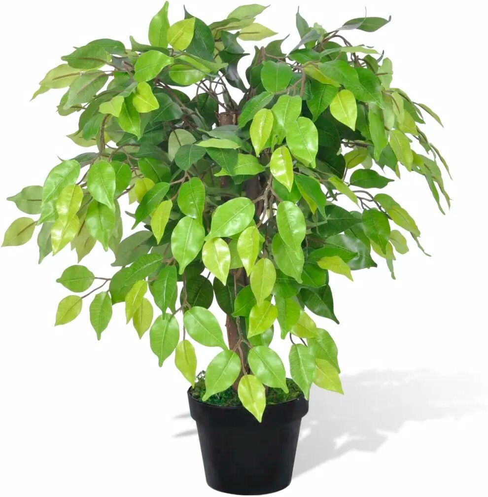 vidaXL Ficus pitic artificial cu aspect natural și ghiveci, 60 cm