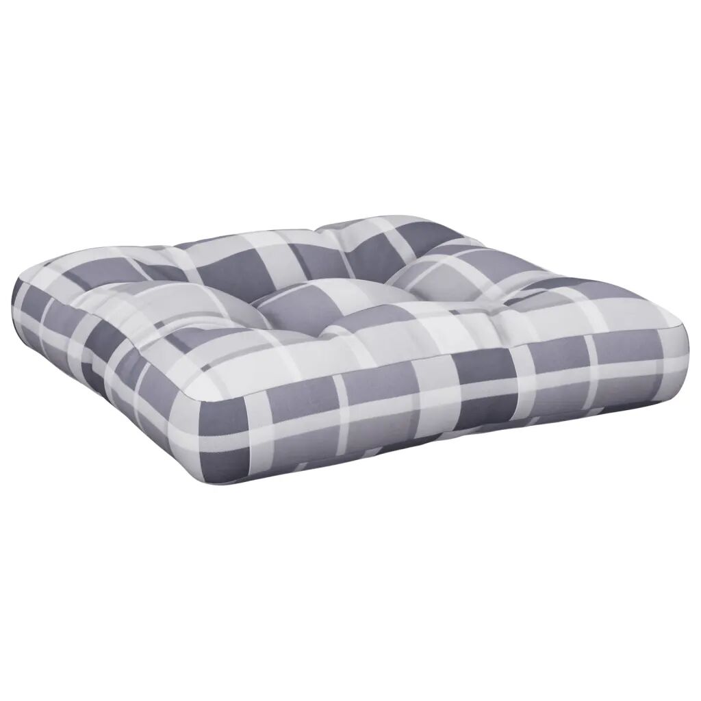 vidaXL Pernă canapea din paleți, gri, model carouri, 50x50x12 cm