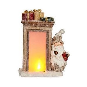 Prydnadsfigur Tomte LED Ljus 20 x 45 x 32 cm Keramik Brun Vit