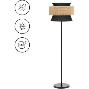 Uniprodo Golvlampa - Rottingskärm - 40 W - Höjd 153 cm