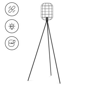 Uniprodo Golvlampa - Skärm med öppet galler - 40 W - Höjd 163 cm