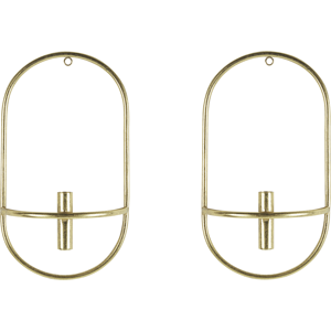 Beliani Set med 2 Väggljusstakar Guld Järn Modern Minimalistisk Design Dekoration