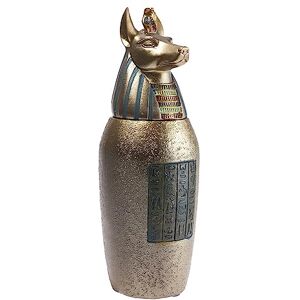 lachineuse – Vas Canope Anubis – egyptisk vas, dekorativ, 21 cm – dekorativt objekt Egypten antika – statyfigur farao huvud för schakalen – presentidé dekorationslåda urna – färg brons guld