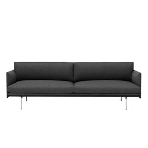 Muuto - Outline 3-Seater / Polished Aluminium Base Remix 163 - Grå - Soffor