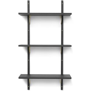 Ferm Living - Sector Triple Narrow Black Ash / Brass - Svart - Hyllor - Metall/trä