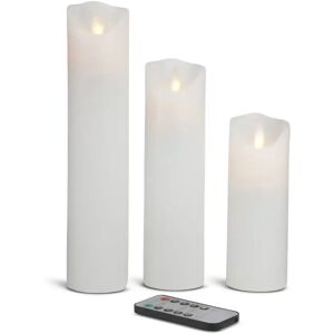 Led-Ljus - 3 St. - 15/20/25 Cm - Med 3d-Låga - (Flera Färger) (Färger: Vit)