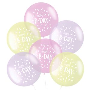 FOLAT Ballonger Happy B-Day Pastell Mix Rosa