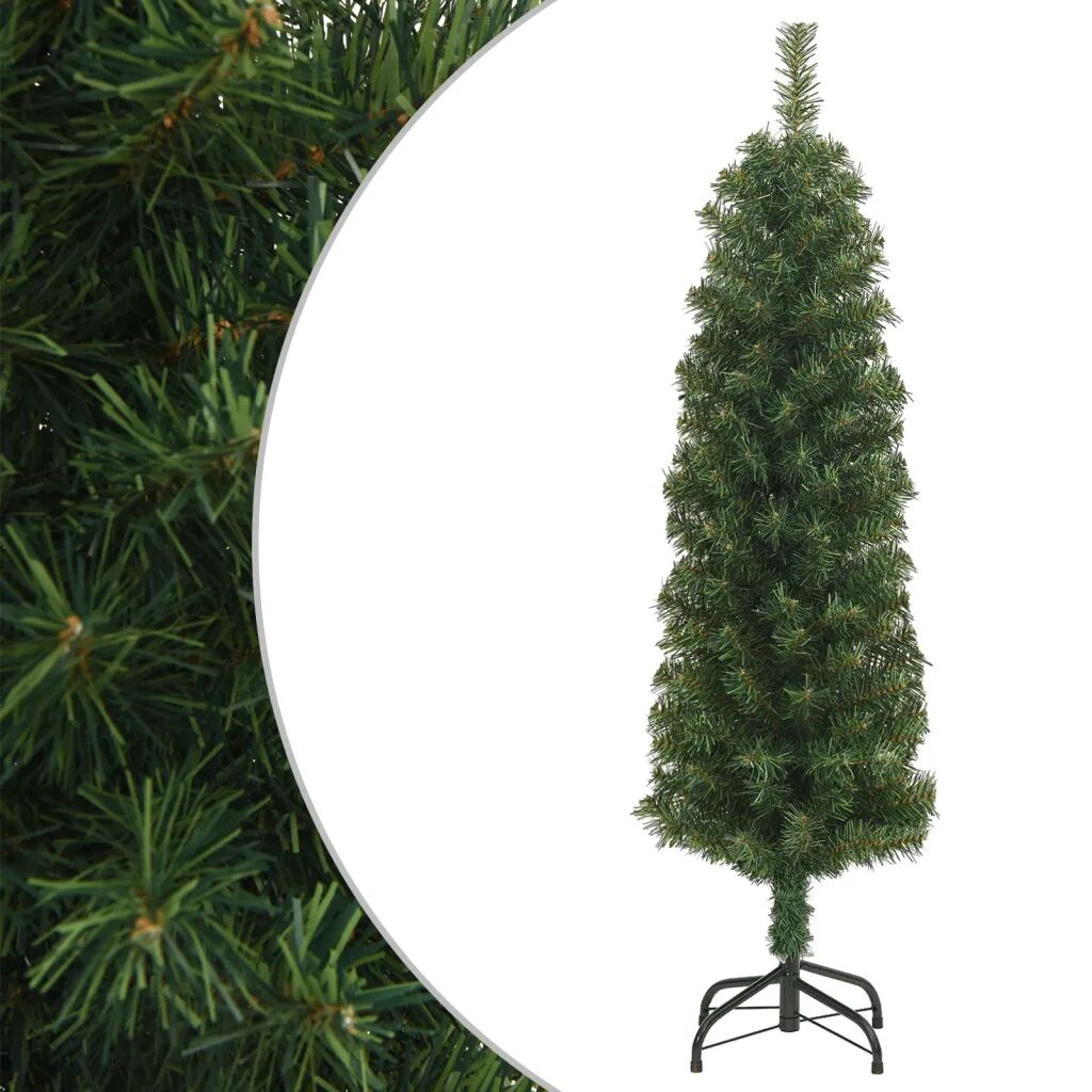 vidaXL Úzky umelý vianočný stromček s podstavcom zelený 120 cm PVC
