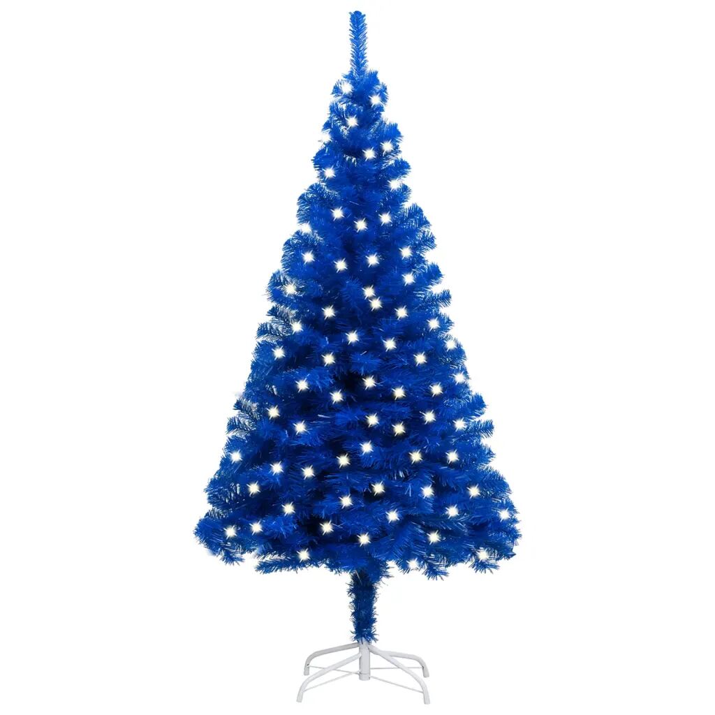 vidaXL Umelý vianočný stromček s LED a podstavcom modrý 120 cm PVC