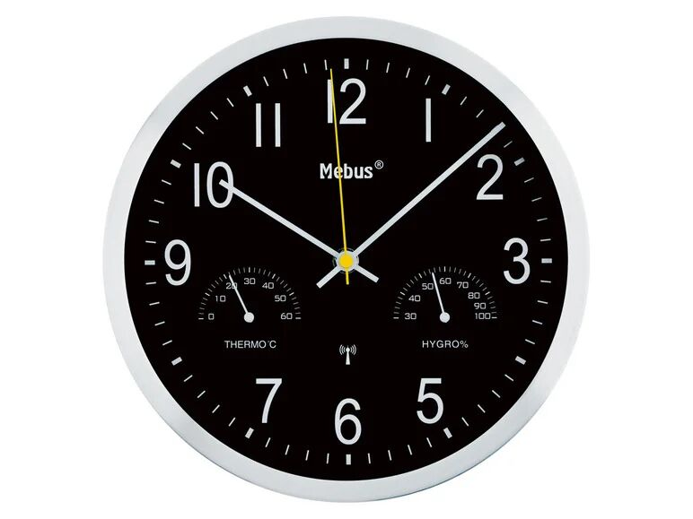 United OFFICE® Nástenné hodiny s teplomerom a vlhkomerom (čierna)