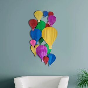 Ebern Designs Hot-Air Balloons Metal Painting Wall Décor gray 92.0 H x 48.0 W x 5.5 D cm