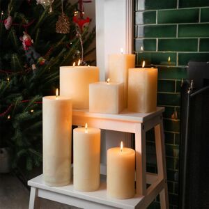 Nicola Spring - Round 3 Wick Vanilla Pillar Candles - 130 Hours - Cream brown 15.0 H x 15.0 W x 15.0 D cm