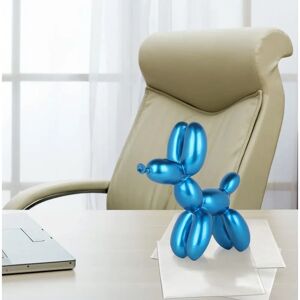 Ebern Designs Dog Balloon Large Resin Statue gray/blue/white 27.0 H x 26.0 W x 9.5 D cm