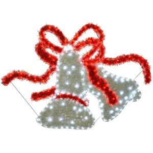 The Seasonal Aisle Large Bells LED Tinsel Outdoor Garden Wall Christmas 24 Lighted Display red/white 113.0 H x 80.0 W x 2.0 D cm